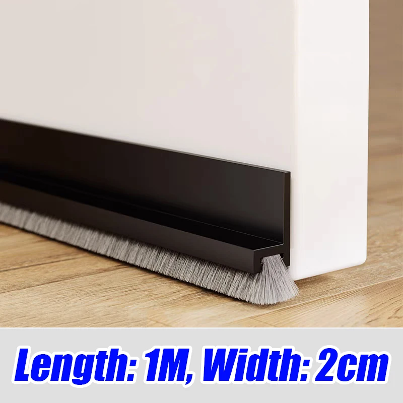 1/5M Self-adhesive Wind Dust Blocker Stopper with Brush Door Sealing Draft Stopper Strip Home Bedroom Sound Insulation Strip: Khaki / Other