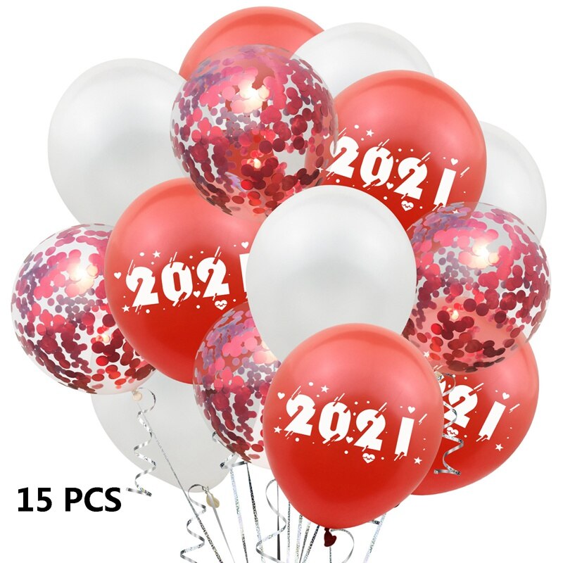 10/15 stk balloner 12 tommer lykkeligt årstal trykt latexballoner år tema fest dekoration balloner: Rød 15 stk