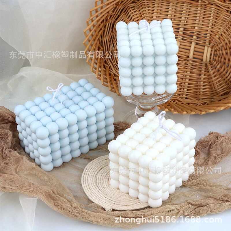 Cubo de burbujas grande de silicona para decoración de escritorio, molde de vela hecho a mano de resina epoxi de yeso para aromaterapia
