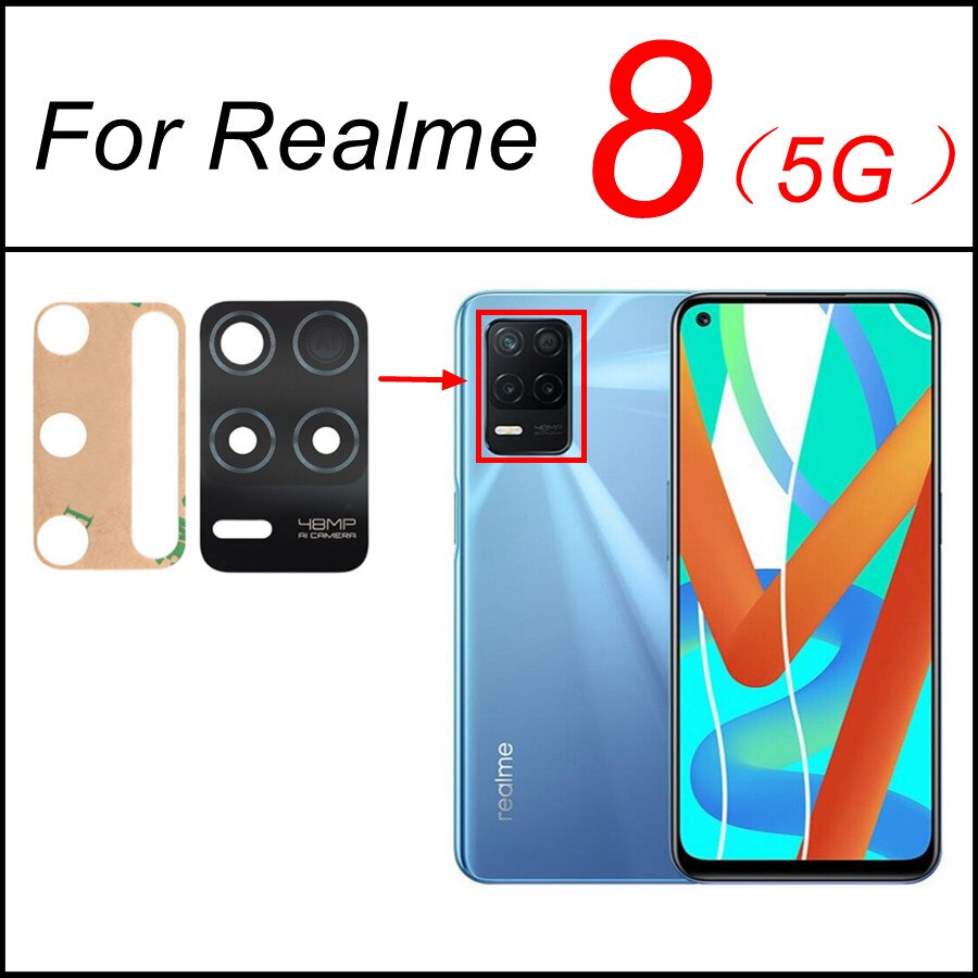 Tylna kamera szklana osłona obiektywu dla Realme 3 5 6 7 Pro globalnego 5i 5S 6i 7i Realme 8 5G główna kamera szkło wymiana + klej