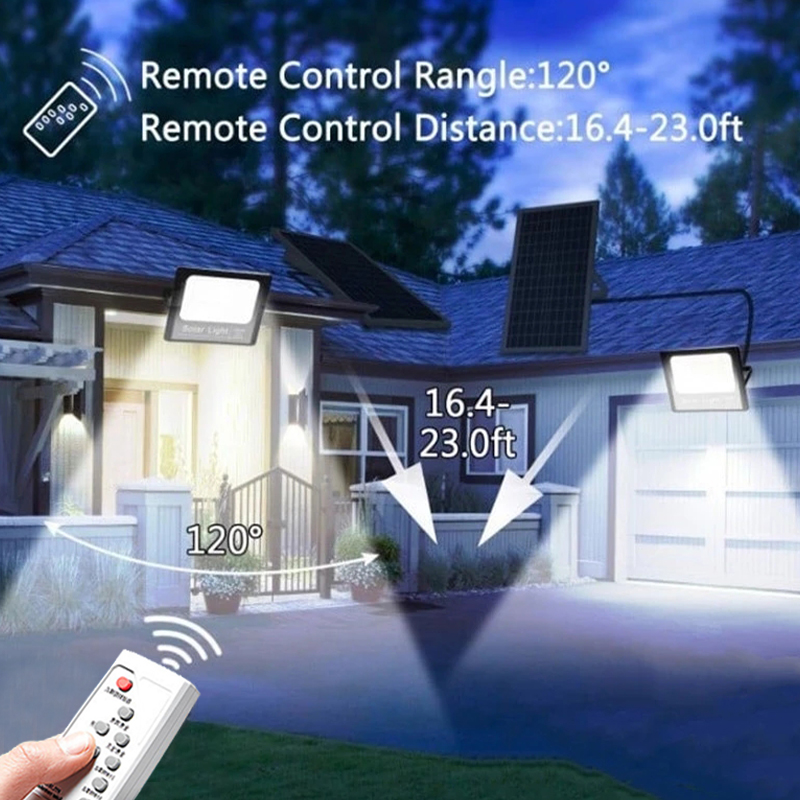 2 head outdoor solar spotlights Aluminum Waterproof Super Bright Solar Street Flood Wall Light With Remote Exterior solar lights