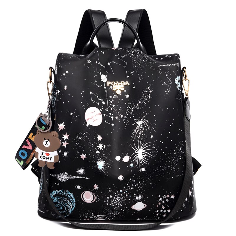 Pretty Style Girls Anti Theft School Backpack Casual Women Travel Backpack Durable Fabric Women Backpack: 7