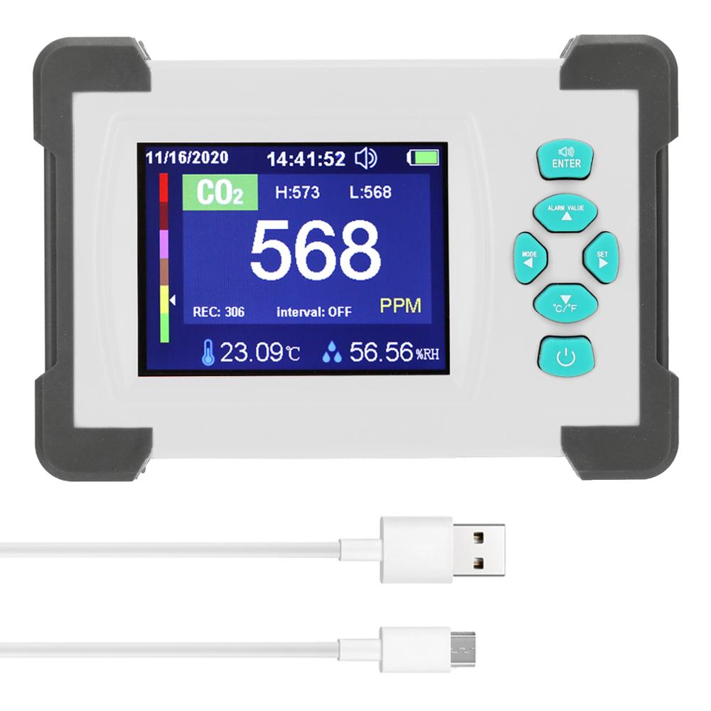 Professionele CO2 Meter Detector Kooldioxide Monitor Usb Temperatuur-vochtigheidsmeter Luchtkwaliteit Detector Gas Analyzer