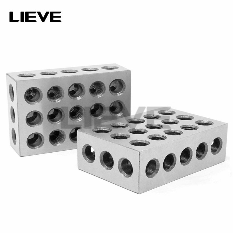 2Pcs Hardened Steel 1x2x3inch Blocks Precision Ground .0002 inch Hardened Milling Tools 23 Holes block gauge