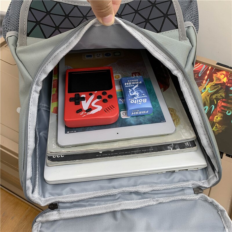 Holografischer streetstyle-rucksack mit reflexionen, unisex-hip-hop-rucksack, trendiger schulrucksack für jungen, oxford- #39 -reiserucksack