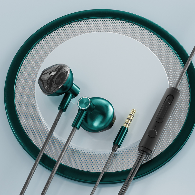 Type-C in-ear bedrade karaoke-hoofdtelefoon 3,5 mm stereo muziek oordopjes Handenvrije headset-oortelefoon met microfoon: YELLOW