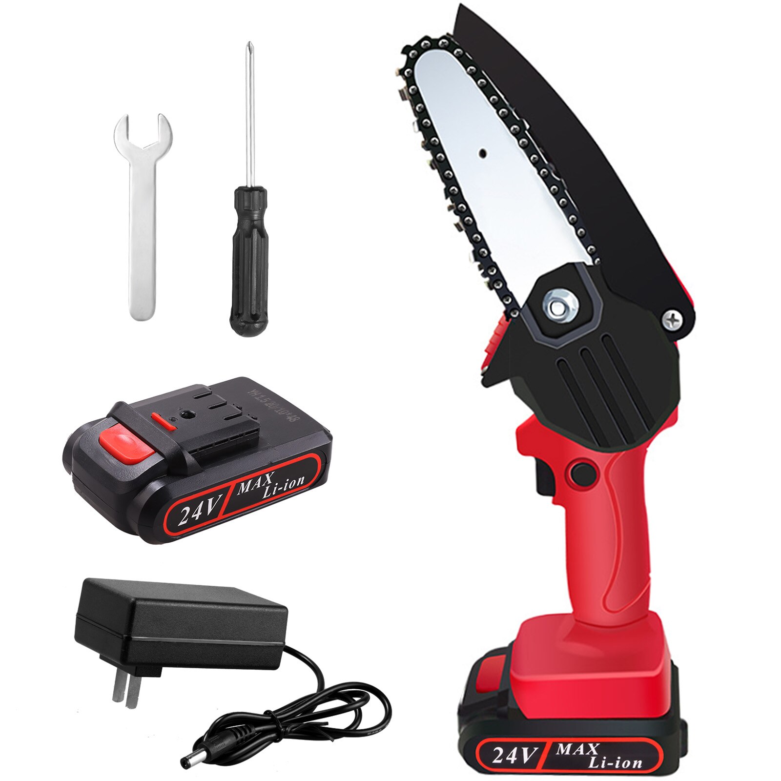 ANENG Mini Electric Chainsaw 4inch 21V Portable Handheld Cordless Pruning Shears Chainsaw for Tree Branch Wood Cutting Tools: B  US Plug