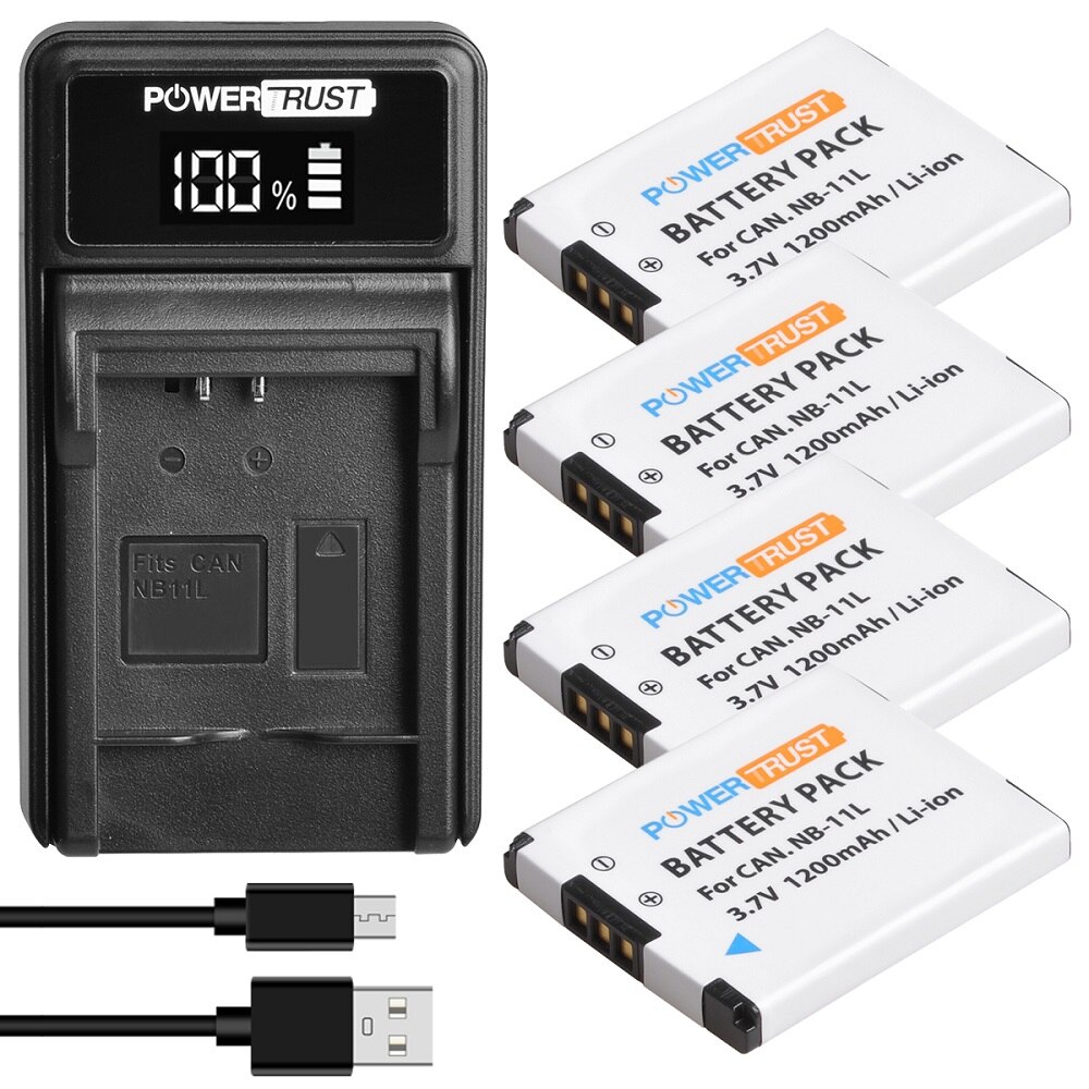 Batterie 11LH NB-11L et chargeur USB rapide, pour appareil photo Canon PowerShot Elph 110/130/150 IS/190 IS/350 HS,A2600 IS,A4000 IS,SX400 IS: 4 pack kit
