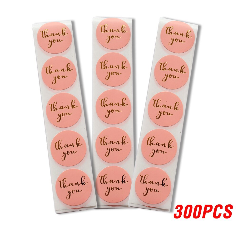 100-500pcs Gold Foil Thank You Stickers For Seal Labels 1 Inch Packaging Stickers Birthday Party Offer Stationery Sticker: YH85-300pcs