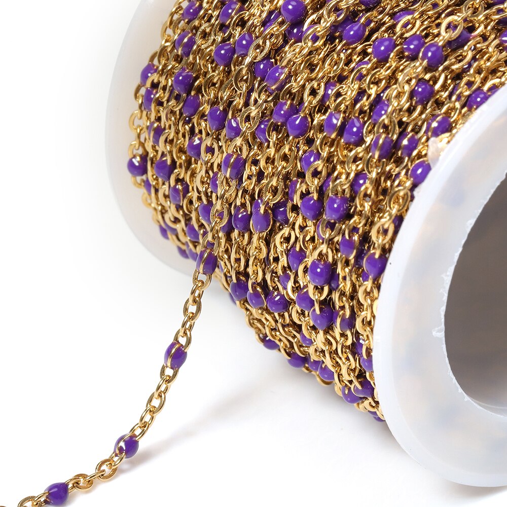 2Meter Rvs Kabel Emaille Gouden Ketting Ketting Bulk Multicolor Link Accessoires Voor Sieraden Materialen Diy: Gold Purple