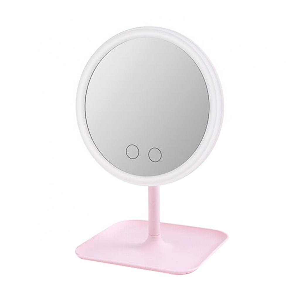 USB Rechargeable Adjustable LED Fill Light Makeup Mirror Dressing Table Lamp Storage Mirror Adjustable Touch Cosmetic Mirror: Pink Five Light