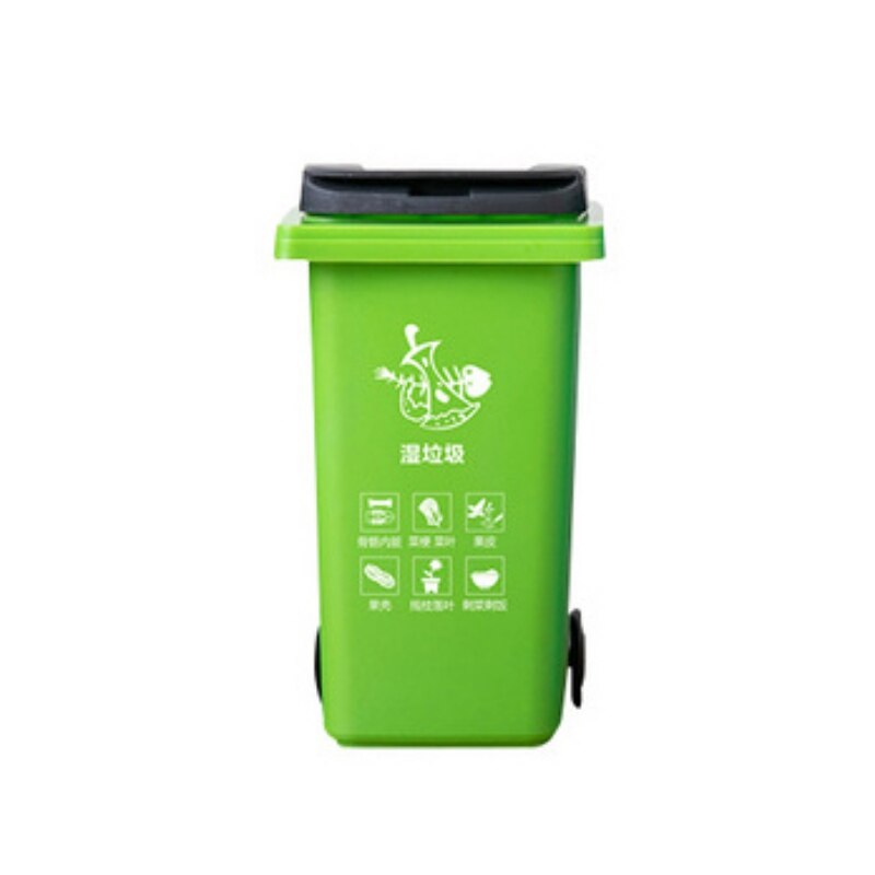 Mini Desktop Trash Household Cute Mini Trash Can Wet And Dry Classification Trash Basket Save Space Home Office Storage 4 Colors: Green
