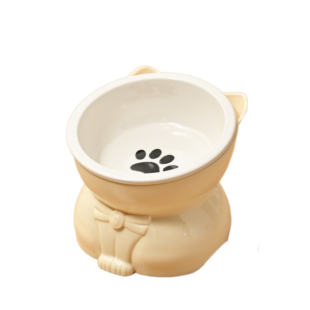 Pet Supplies Ceramic Cat Bowl Cute Pet High Foot Bowl Slanted Mouth Detachable Dog Food Feeding Basin Neck Protection: GRAY