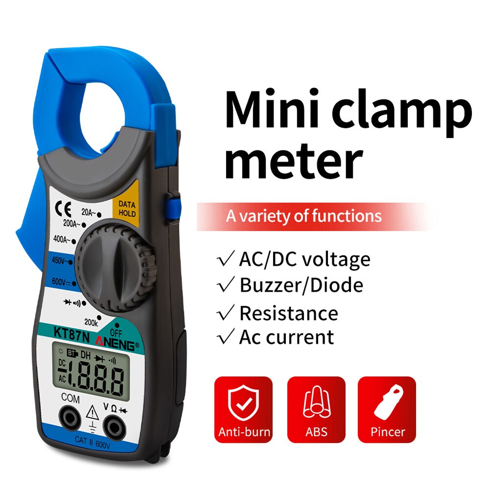 ANENG KT87N Mini Digital Clamp Meters AC/DC Voltage AC Current 600v True RMS Multimeter Capacitance Electrical Megger Tester
