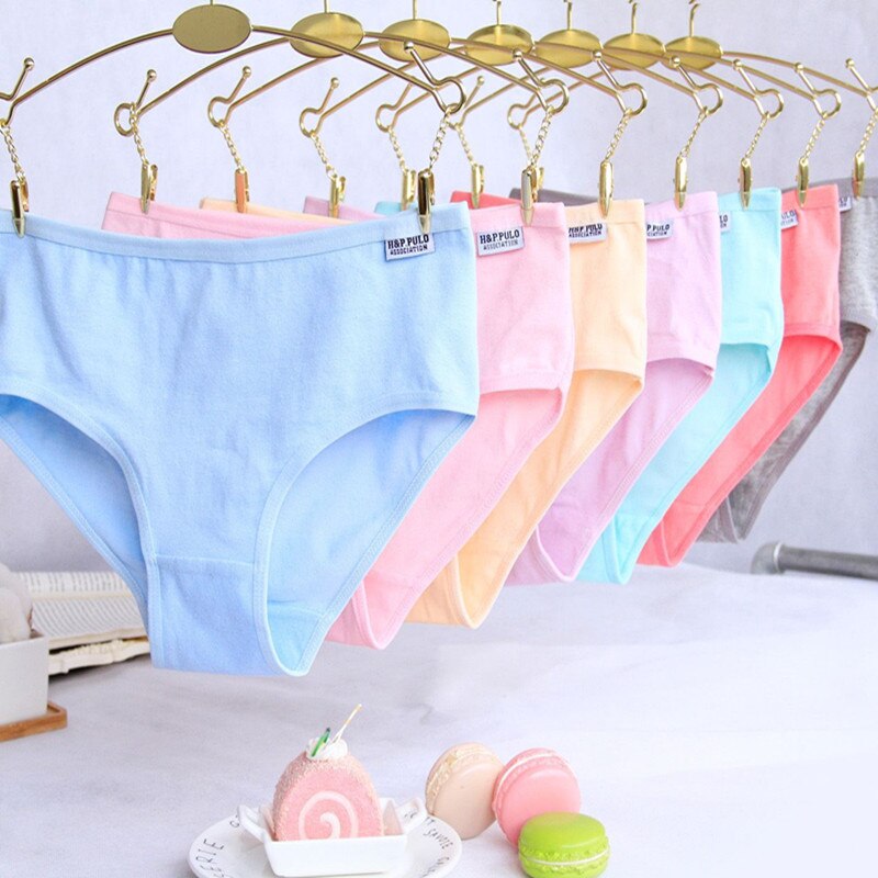 3pc/lot Random Color Cotton Underwear Brifes Soft Panties Candy Color Briefs