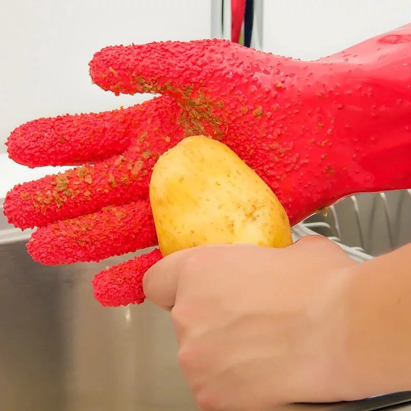 Guantes de limpieza de patatas para pelar rápidamente, herramienta de limpieza de escamas de pescado, raspador de piel de frutas y verduras, accesorios para el hogar