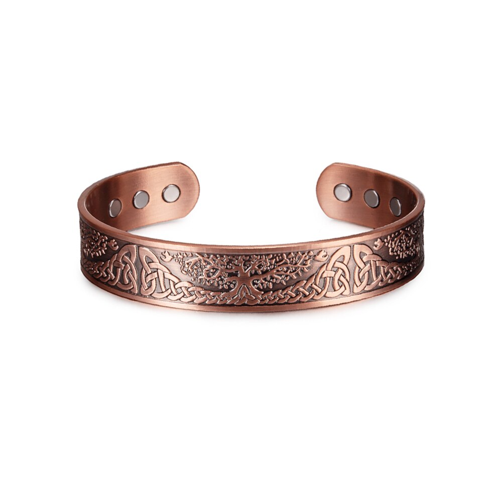 Yggdrasil – Bracelet magnétique en cuivre pur pour hommes, réglable, énergie magnétique, avantages, Bracelet à nœud Viking: viking