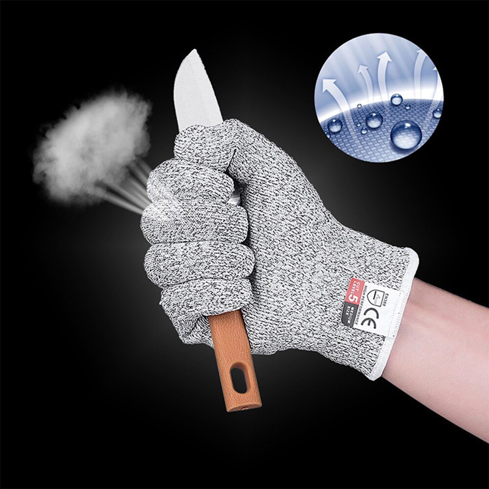Guantes de seguridad resistentes al corte, par de guantes de trabajo anticortes, transpirables, de carnicero, cocina, para cortar carne de pescado