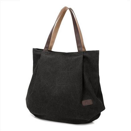 Eenvoudige Grote Capaciteit Canvas Vrouwen Messenger Bag Mode Meisjes Handtas Schoudertas Leisure Dagelijkse Shopping Totes: black