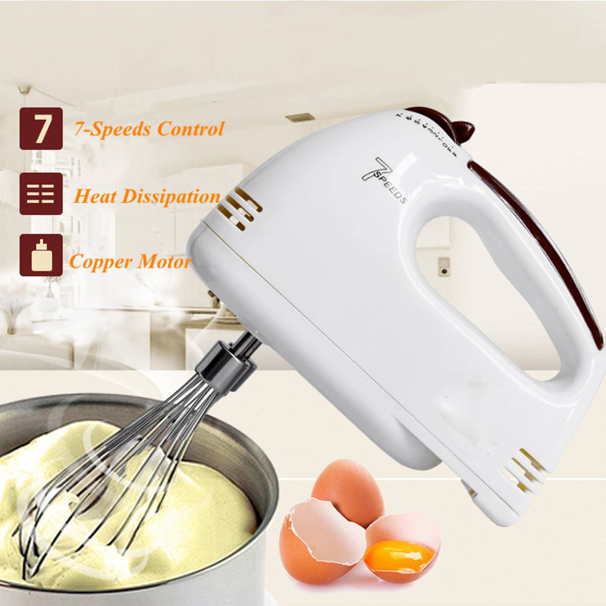 Batidora manual de masa de 7 velocidades de 220V batidora eléctrica batidora de cocina batidora de huevos batidora para hornear pasteles herramienta de cocina
