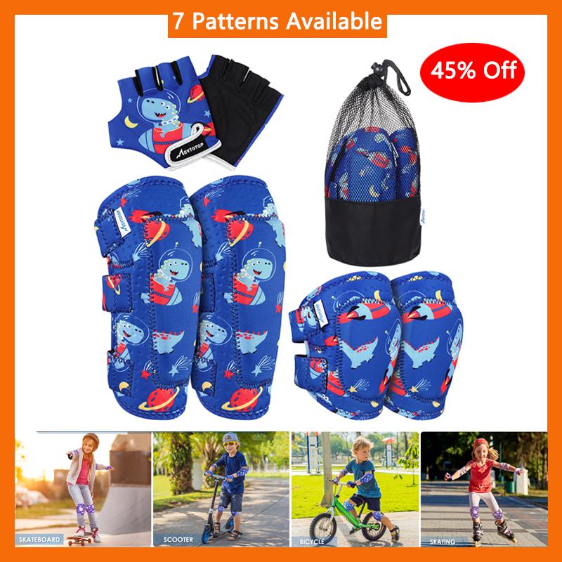 Children Knee Pads Set Kids Sports Knee Pads Knee Support Elbow Pads Gloves for Cycling Skateboarding