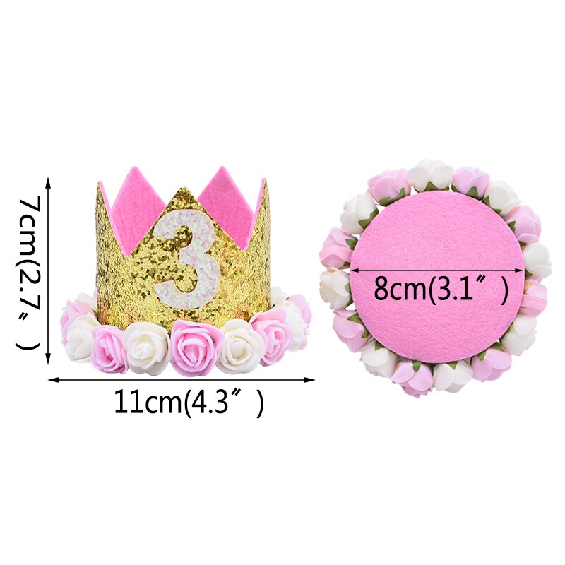 Roze kroon bloemen haarband baby jongen meisje hoofddeksel kinderen hoofdband babyshower 1 2 3 jaar oud haaraccessoires