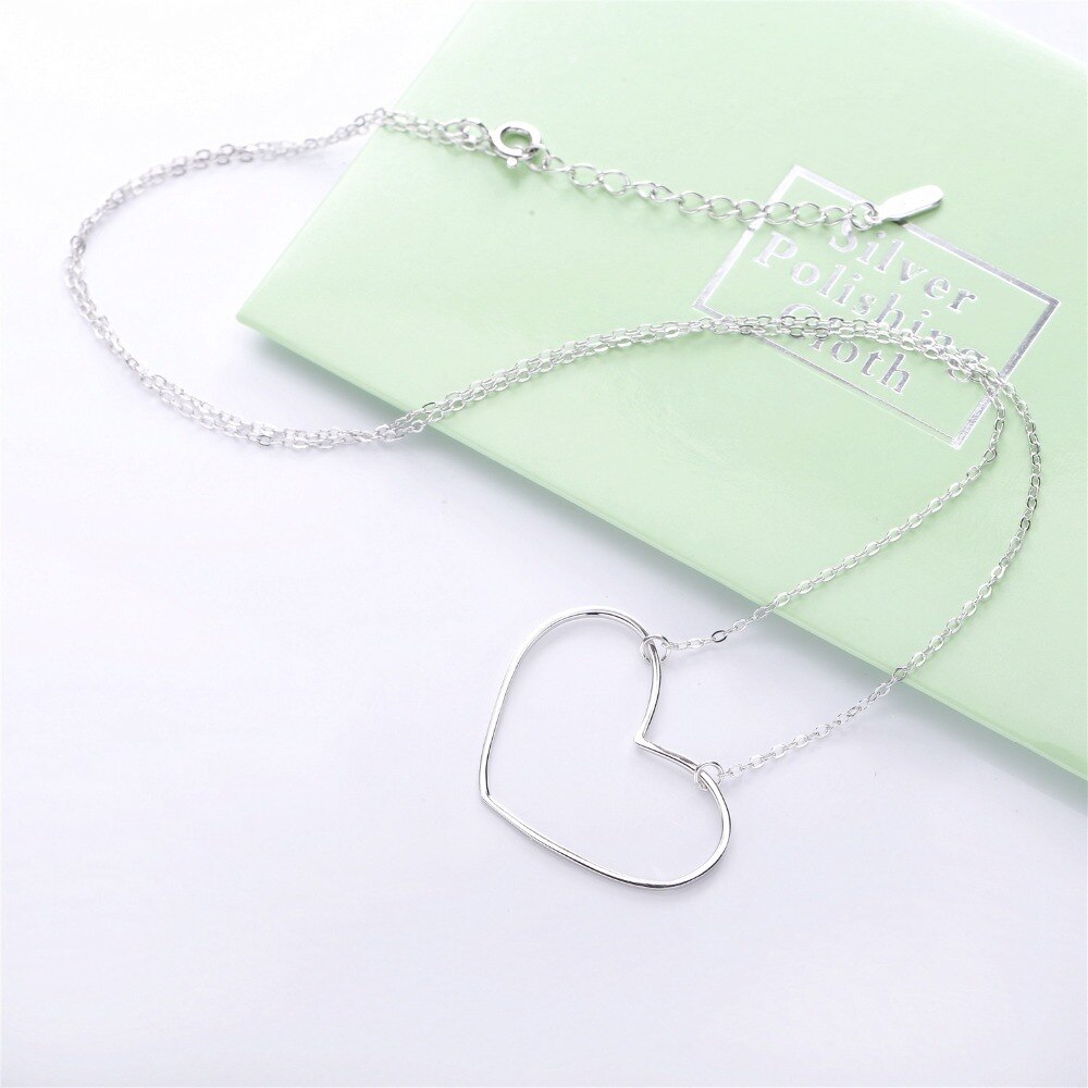 Moonmory 925 Sterling Silber Verriegelung Schlüsselbein Kurze Halskette Große Herz Lange Kette Halskette Für Frauen collares erkek kolye