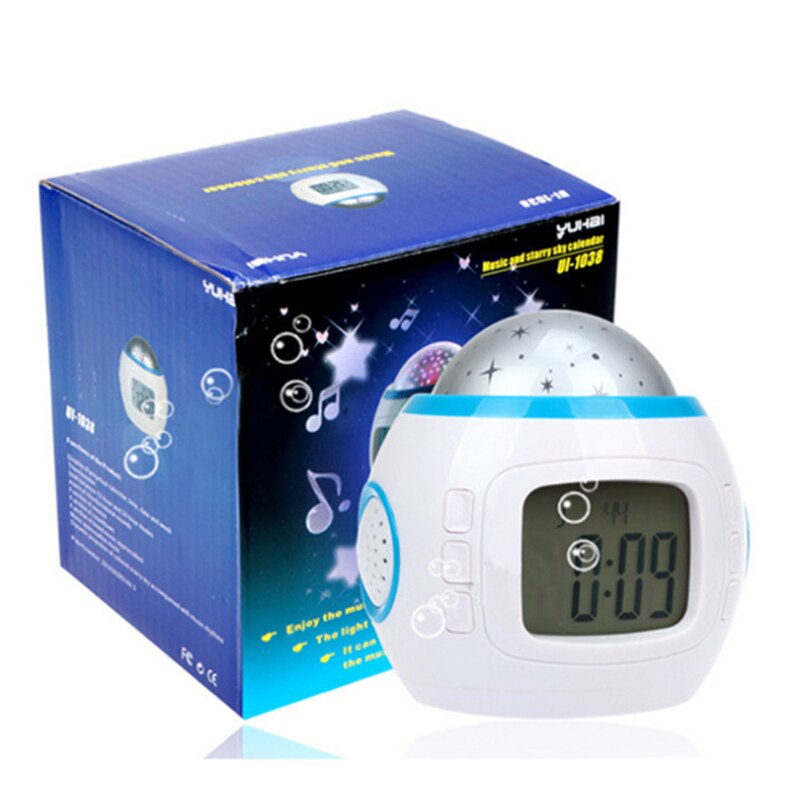 Colorful natural sound chord music starry sky projection calendar clock