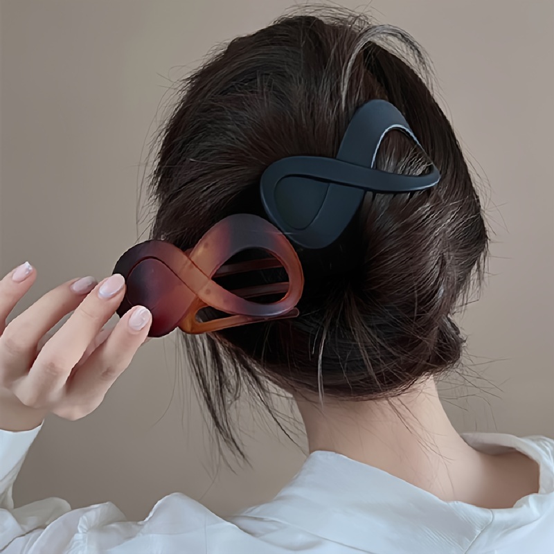 1-4 Uds. Pinza grande para el pelo, pinza para el pelo de plástico sin costuras, garra de pico de pato para mujeres y niñas, horquillas simples, herramientas de estilismo, accesorios para el cabello: Gris oscuro