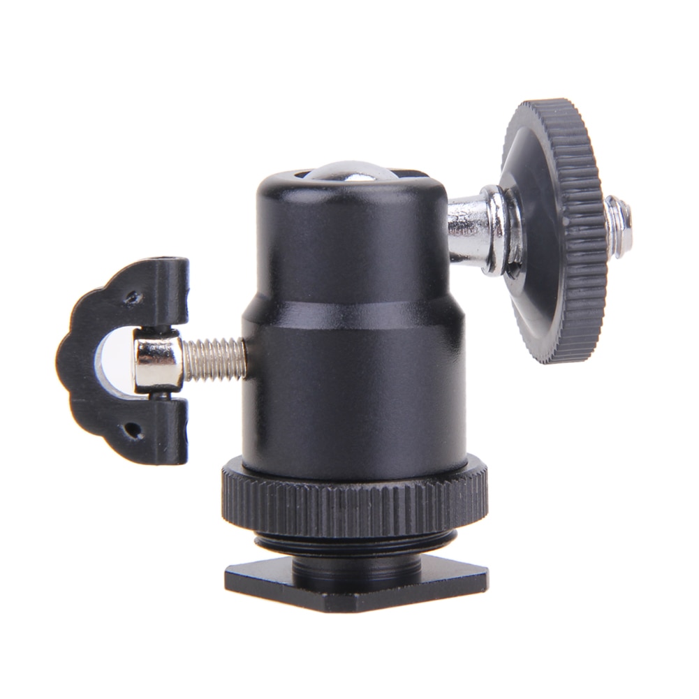 Mini Ball Head Flash Bracket Holder Mount 1/4 Dual Nuts Adapter Ball Head with Lock Tripod Mount Cameras LED Light Flash Bracket