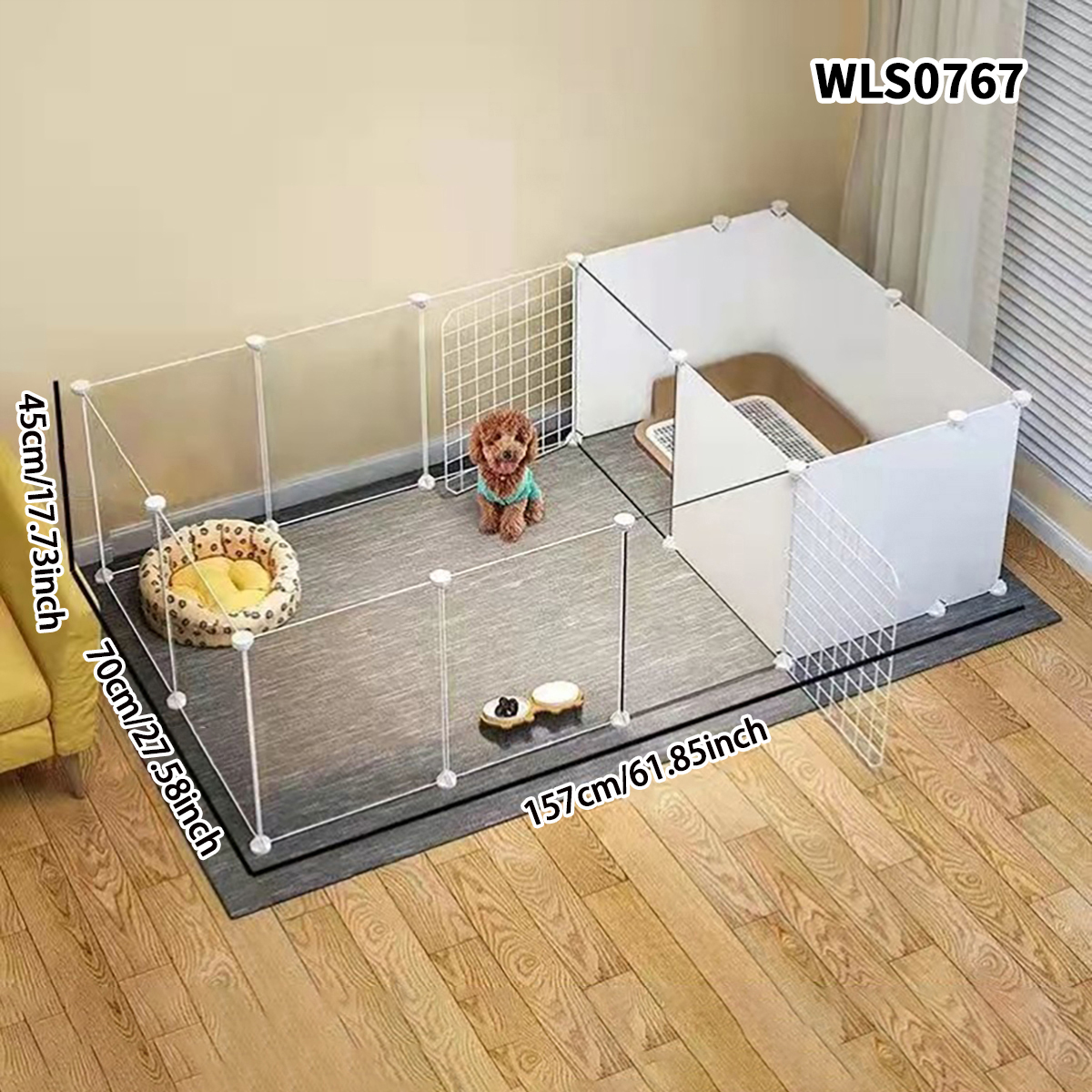 Valla para mascotas, puerta de aislamiento para perros, jaula para perros, barandilla de hierro para perros de tamaño pequeño, Perrera interior de peluche, valla para el hogar, jaula para perros: Azul