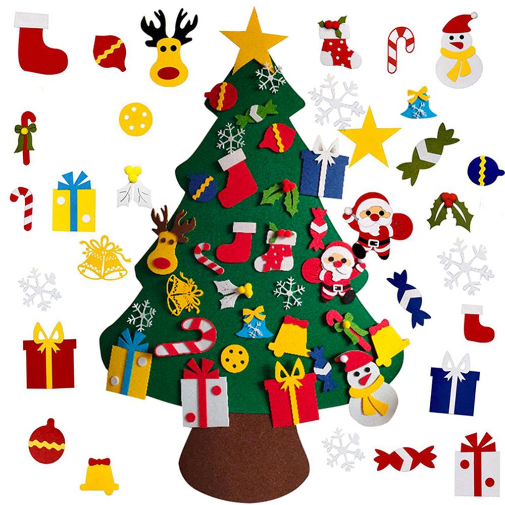 DIY Voelde Kerstboom Deur Muur Opknoping Kids Feestartikelen Kerstboom Set Ornament 98cm * 70cm