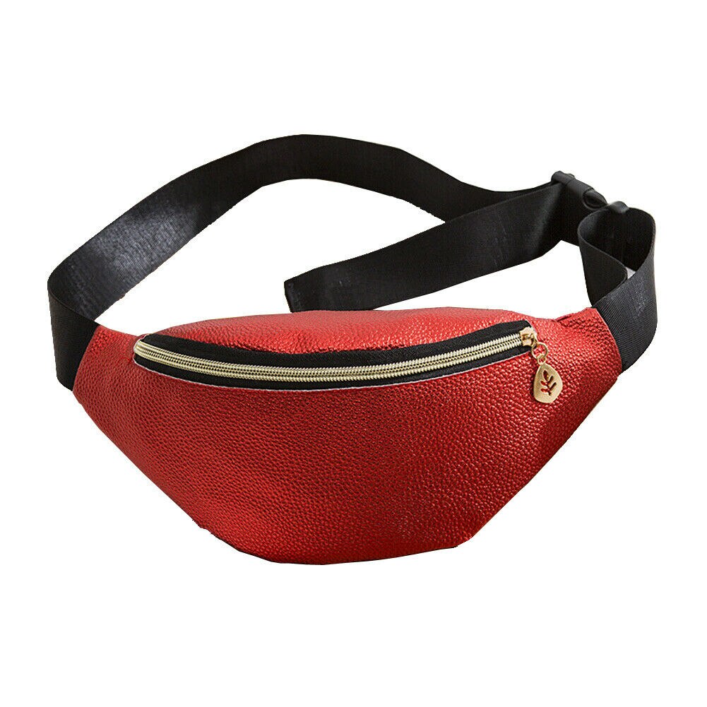 Riñonera de cuero brillante para mujeres y niñas, riñonera, riñonera de viaje, bolsillo para teléfono: Style2 Red