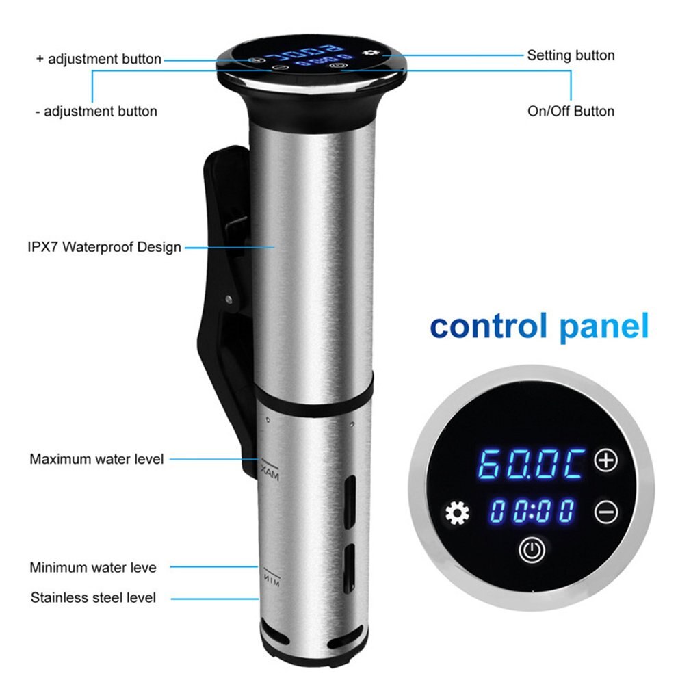 Vacuum Slow Sous Vide Food Cooker Stainless Steel IPX7 Waterproof Digital Accurate Immersion Circulator Machine: Default Title