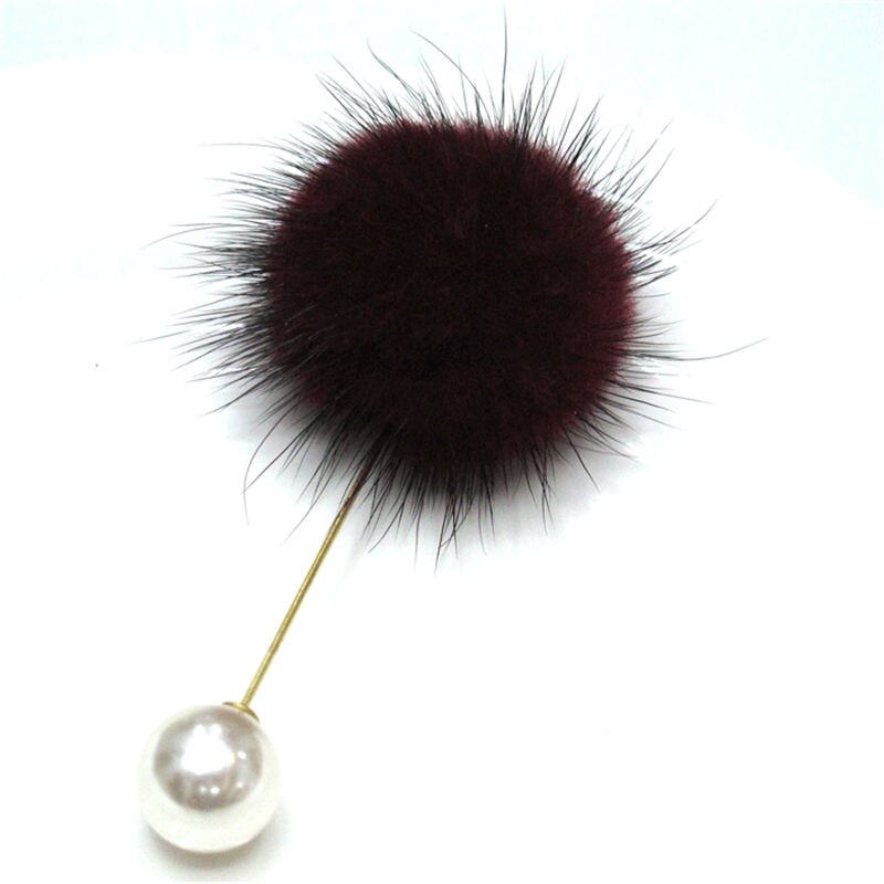 1 stuk Leuke Pom Pom Bal Imitatie Parel Badge Pin Op Broche Pins Voor Vrouwen Jurk Kraag Pak Revers Sieraden decoraties: gray