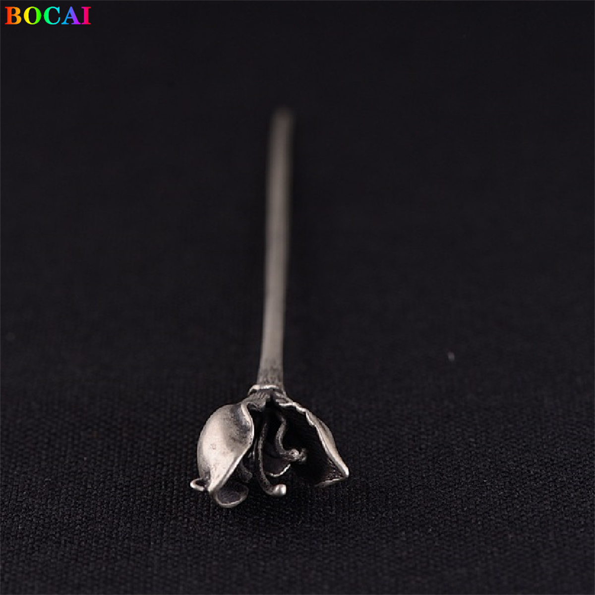 BOCAI-accesorios para el cabello de plata de ley para mujer, tocado mate de lirio, horquilla de espiga pura, joyería