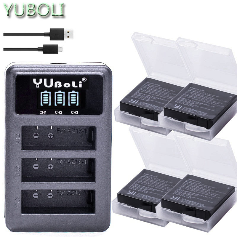 Xiaomi Yi-Batería de 1400mAh + cargador USB de 3 vías para yi, Xiaomi Yi, cámara de acción, versión internacional