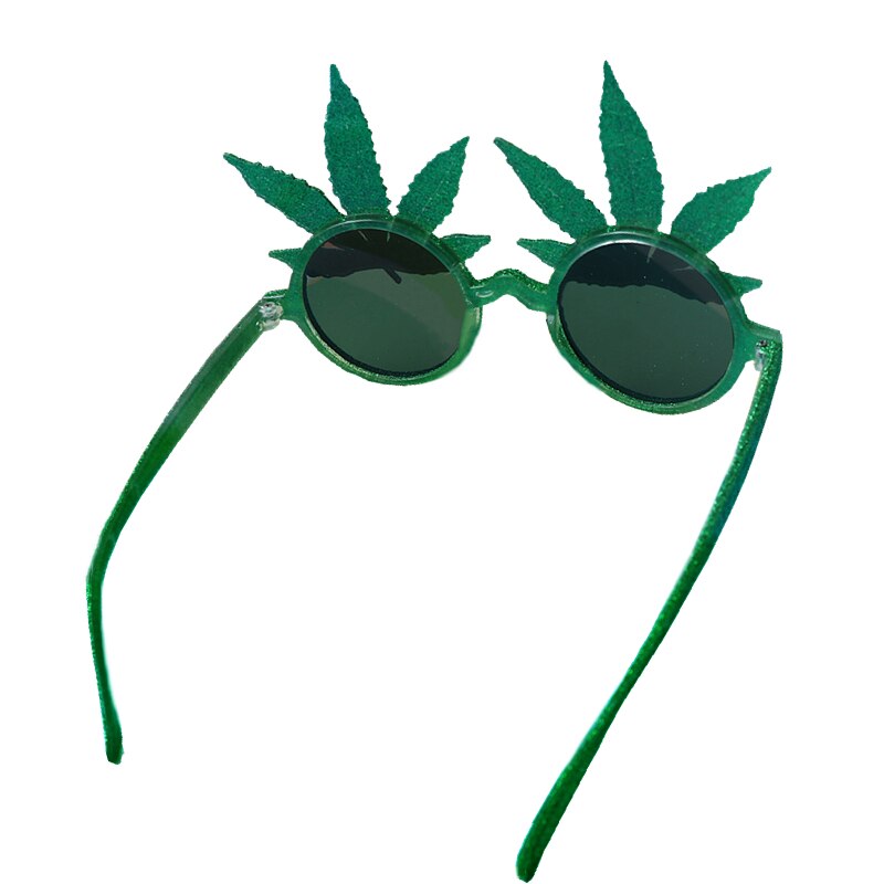 Green Maple Leaf Sunglasses Photo Booth Props Queen Eyewear Merry Christmas Party Years Eve Decoration Selfie Props Glasses