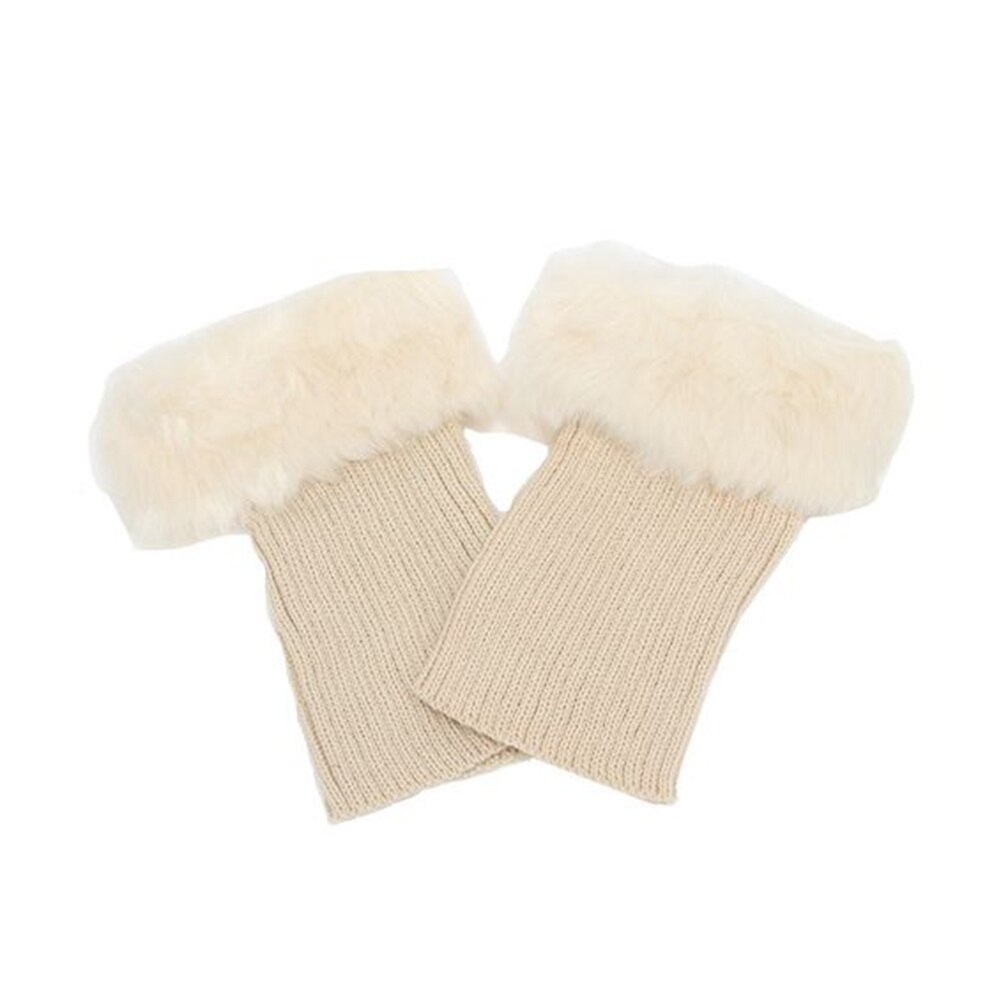 Mulheres Inverno Cor Sólida Curto Knit Polainas Bota Socks Toppers Punhos Macios presentes de Natal термоботинки beenwarmers dames: Bege
