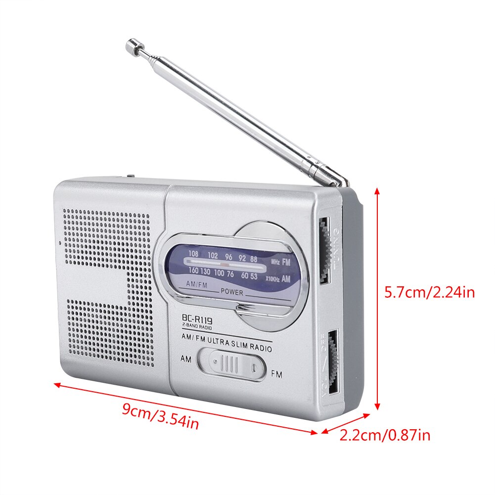 Am/Fm Oude Mode Radio Multifunctionele Mini Pocket Am/Fm BC-R119 Radio Speaker Ontvanger Telescopische Antenne