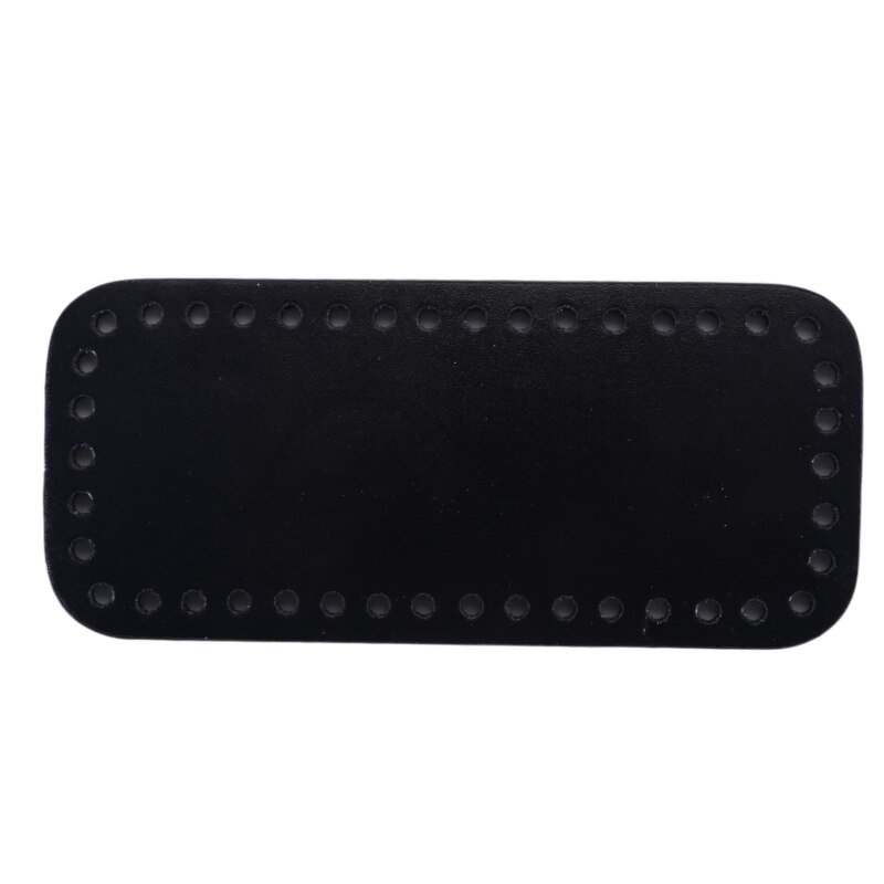 Parte inferior de para bolso de punto, bolsa de piel sintética patentada, accesorios, parte inferior rectangular con agujeros, parte inferior de bolsa de ganchillo Diy: black