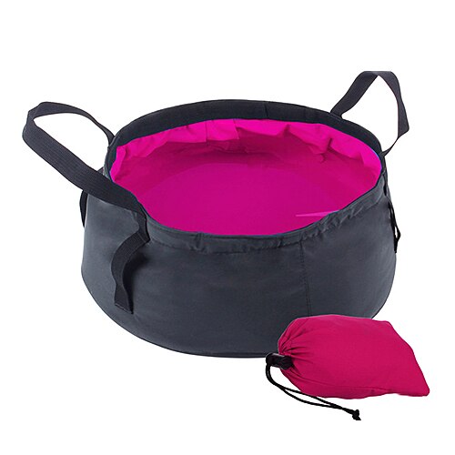 Travel Foldable Basin Camping Washbasin Water Bucket Folding Basin Foot Bath Bag Outdoor Luggage Packing Organizers Accessories: Rose Red