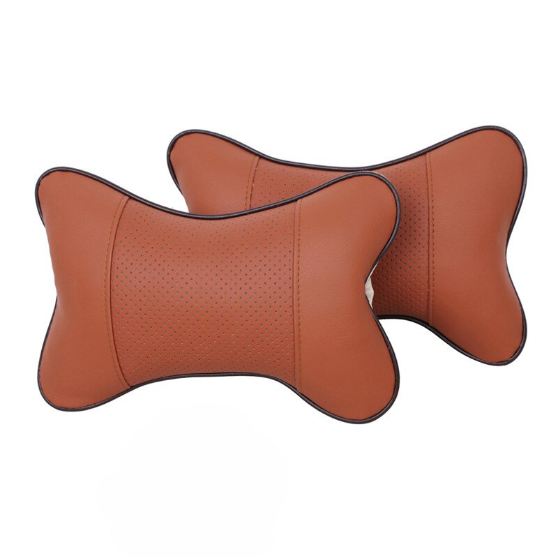 1PC Mini PU Leder Auto Hals Kissen Universal- Auto Kopfstütze Kissen Unterstützung Hals Kissen Schwarz/Beige/Grau /braun für Auto Auto Sitz