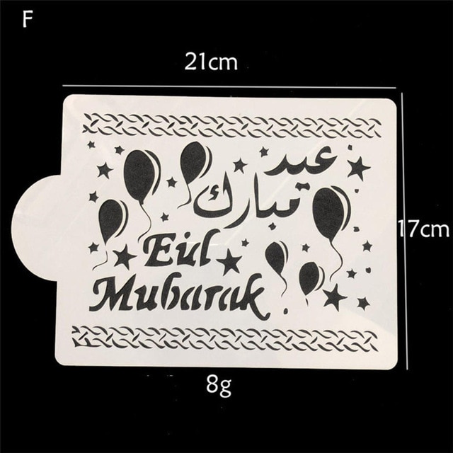 Eid moubarak pochoir Festival Ramadan gâteau modèle décoration pulvérisation motif Fondant Ramadan moule café 1 pièces: F