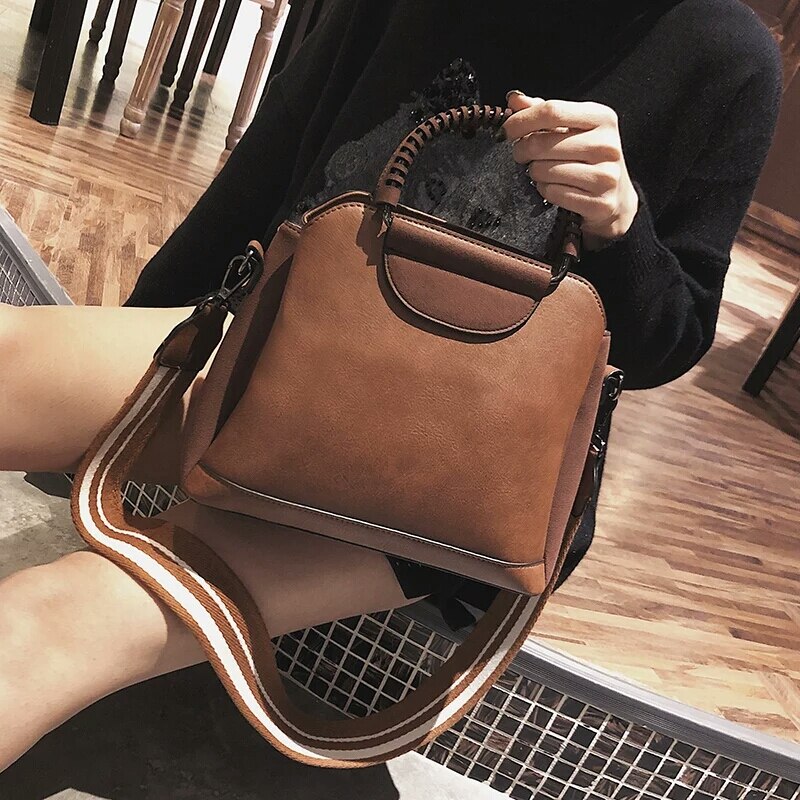 bolso de mano para mujer, de piel sintética, con de concha, bandolera, bandolera, de gran: Marrón