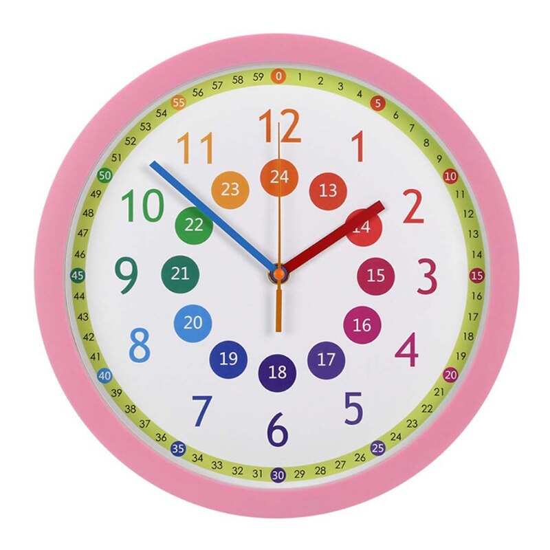 Mute Wall Clock Simple Style Cartoon Digital Wall Clock Nursery Decor T5EC: PK