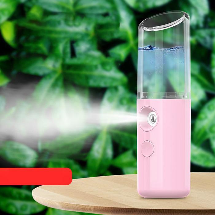 Luchtbevochtiger Stoom Gezicht Nano Spray Water Meter Draagbare Koud Spuiten Gezicht Hydraterende Bevochtiging-Roze