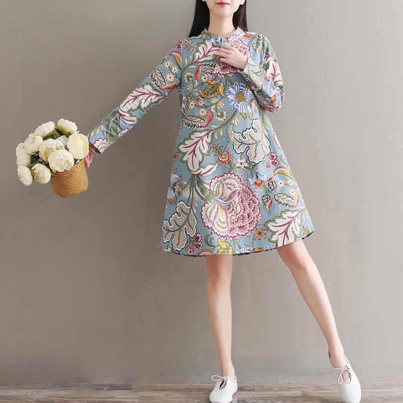 Kobiety chińska sukienka dojazdy Qipao orientalne Qi Pao Mujer Vestido kostium druku kwiat/kwiatowa, w stylu zwykły luźne kimono Cheongsam: L