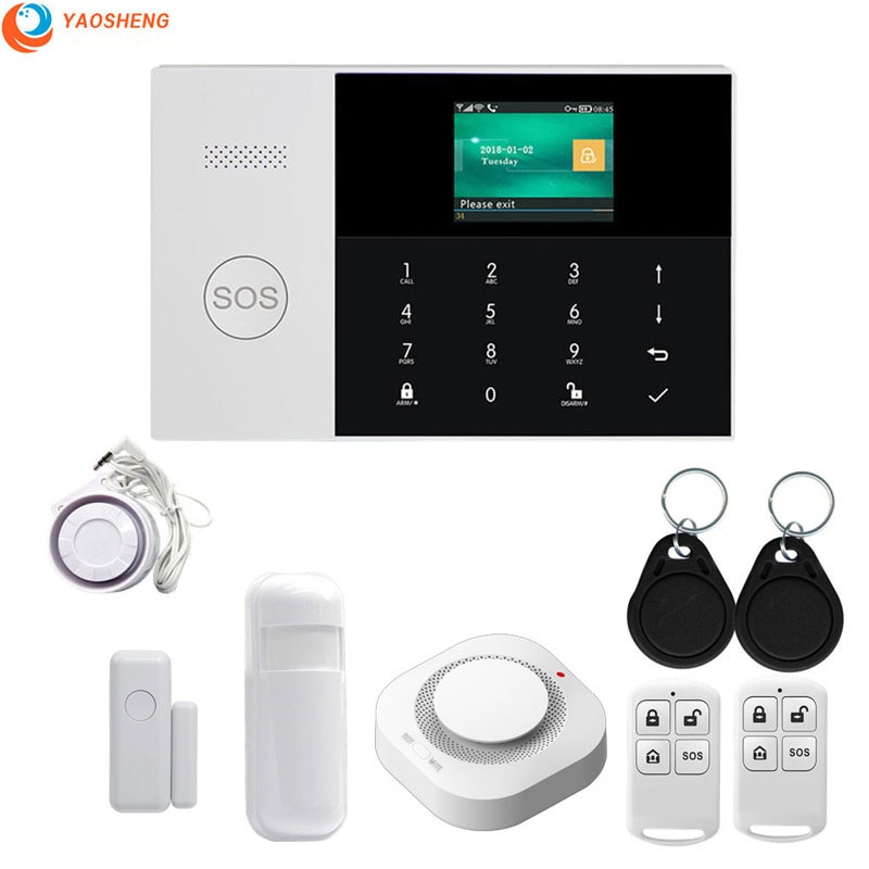 433Mhz Wifi Gsm Alarmsysteem Motion Sensor Sim Sms Gprs Tft Lcd Touch Toetsenbord Bedraad Draadloze Beveiliging alarm Kits