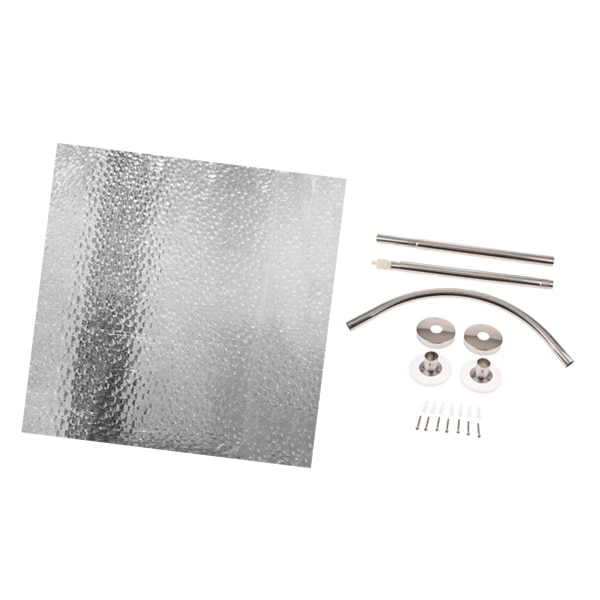 17inch Brushed Shower Curtain Rail Corner Rail Rod With 180x180cm Curtain